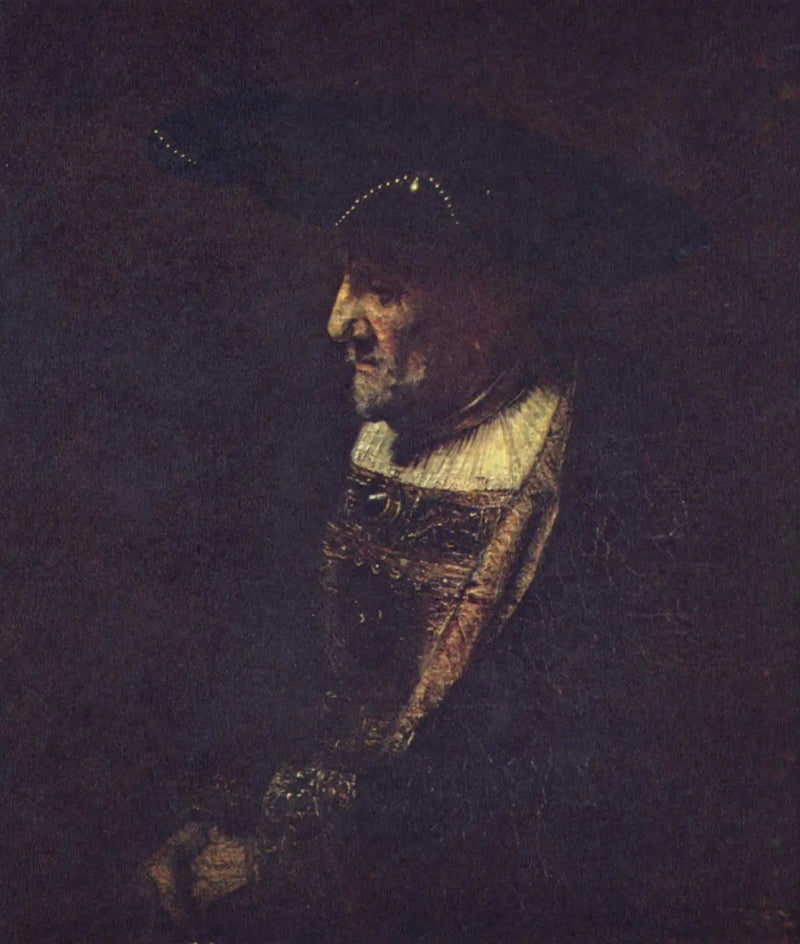 Man with a Hat Decorated with Pearls - Rembrandt