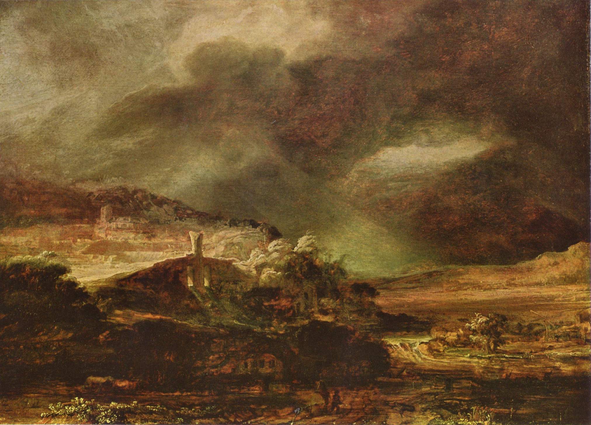Reproduction du tableau « Paysage d'orage - Rembrandt » par Alpha Reproduction en peinture à l’huile
