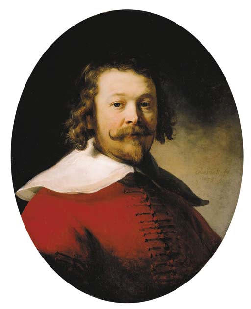 Reproduction du tableau « Portrait d'un homme portant un pourpoint rouge - Rembrandt » par Alpha Reproduction en peinture à l’huile
