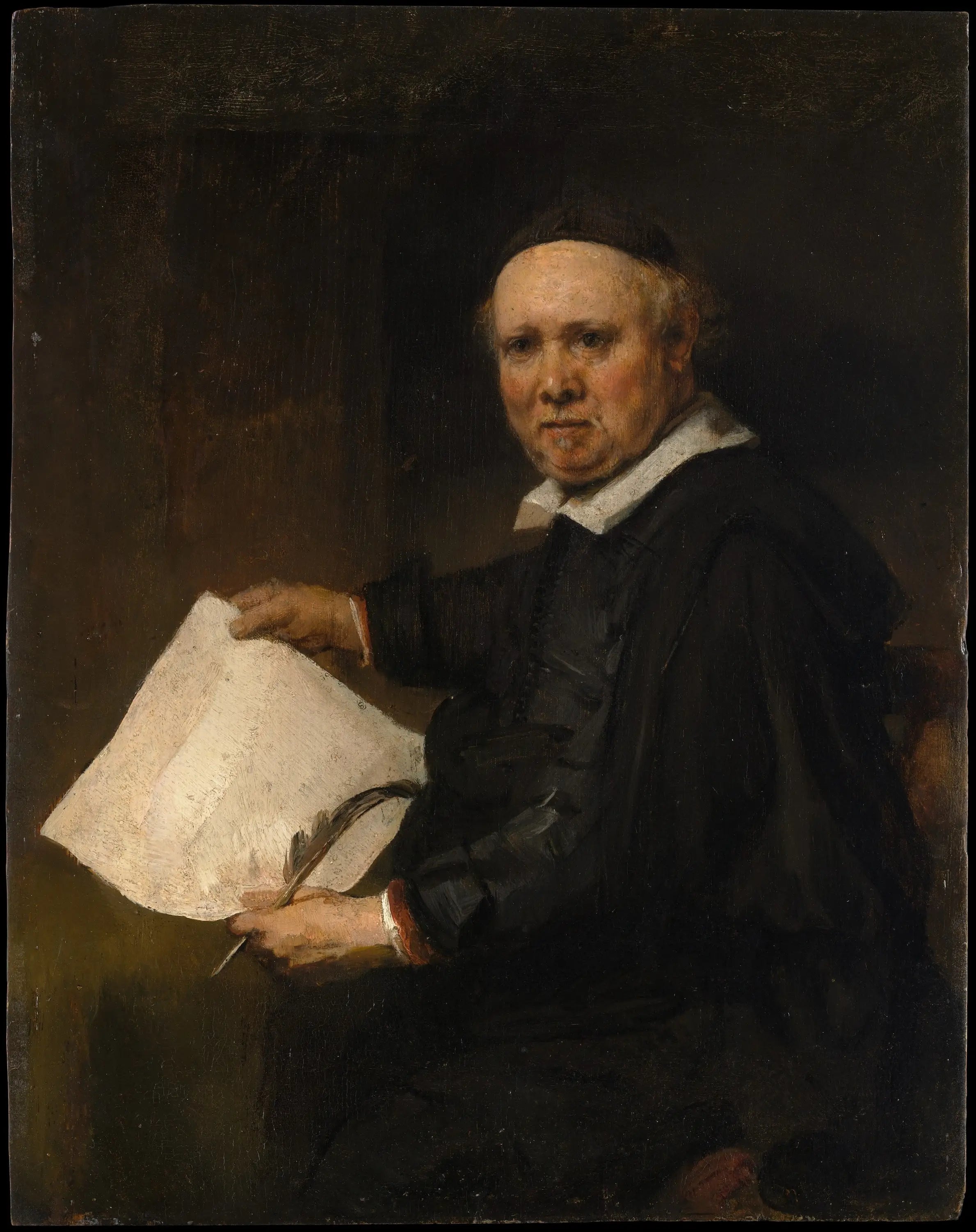 Reproduction du tableau « Lieven Willemsz van Coppenol (né vers 1599, décédé en 1671 ou après) - Rembrandt » par Alpha Reproduction en peinture à l’huile