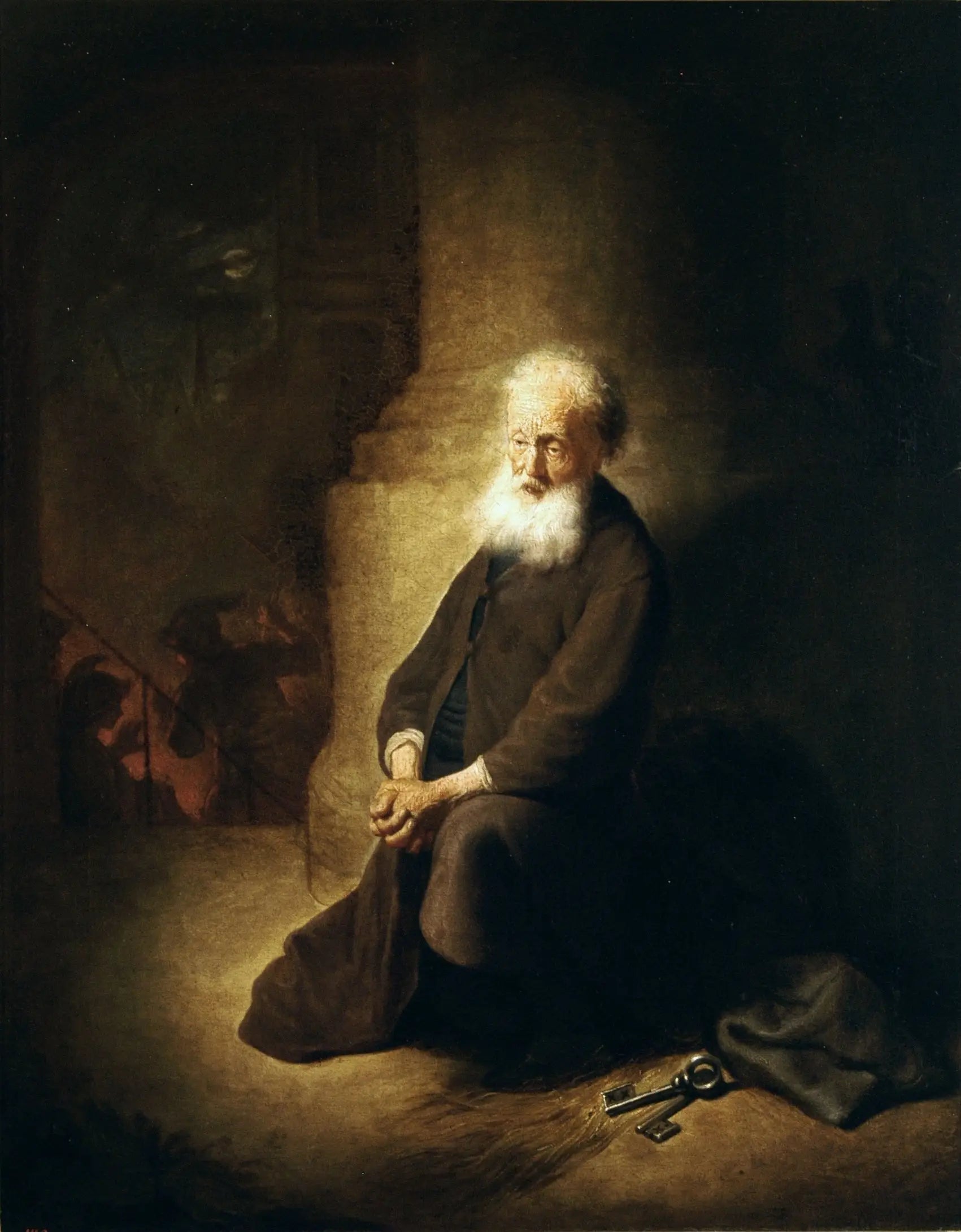 Reproduction du tableau « Saint-Pierre agenouillé. - Rembrandt » par Alpha Reproduction en peinture à l’huile