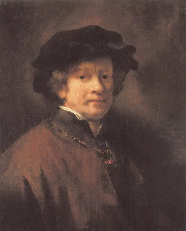 Self-Portrait with Black Beret and Gold Chain - Rembrandt