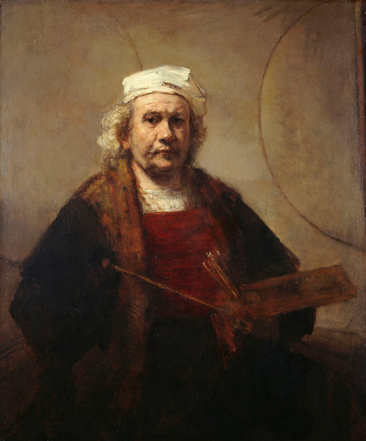Self-portrait with two circles - Rembrandt van Rijn