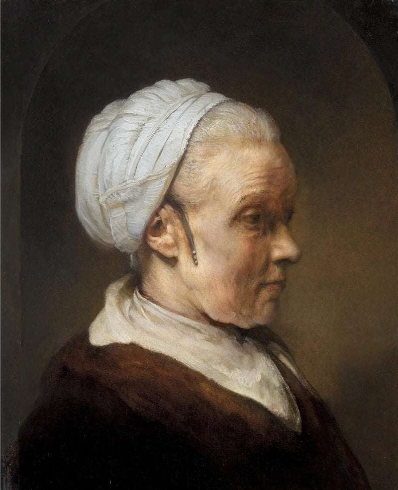 Bust of an old woman in a white bonnet - Rembrandt