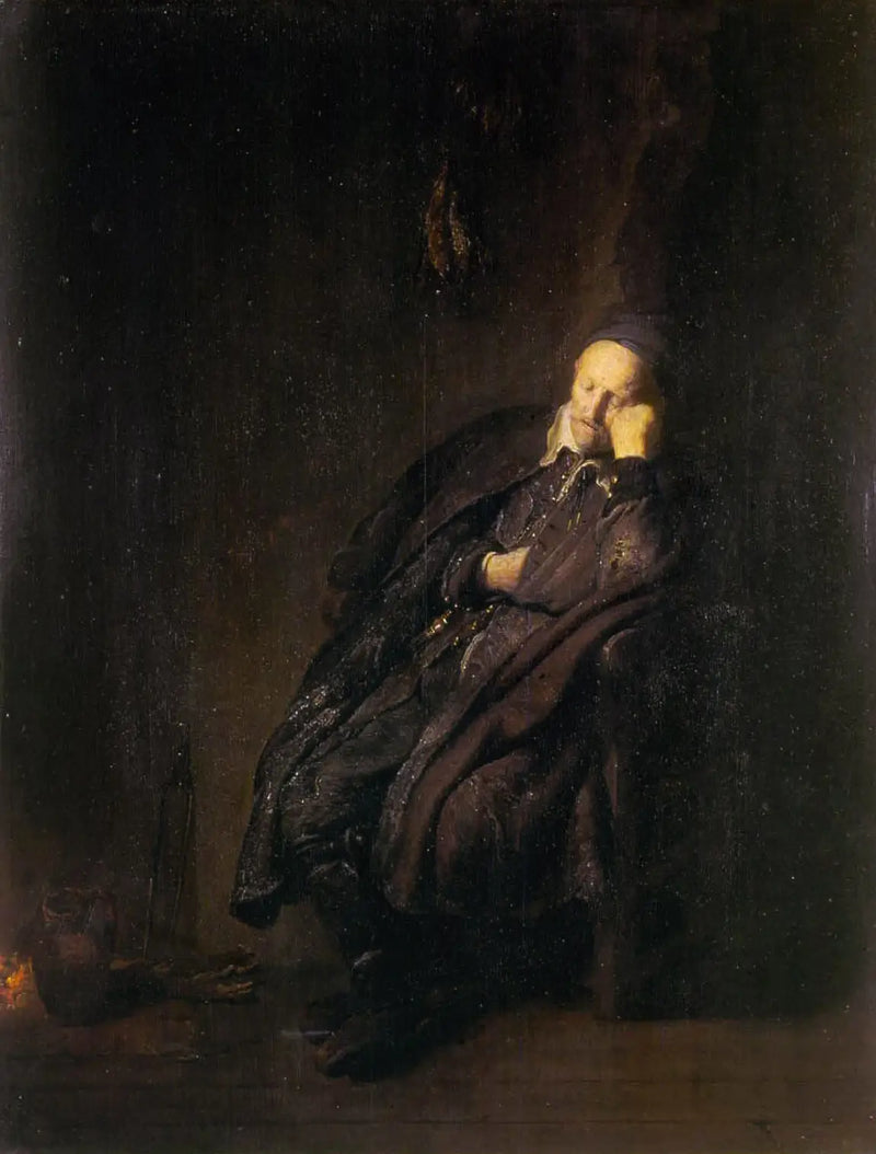 An old man sleeps near - Rembrandt