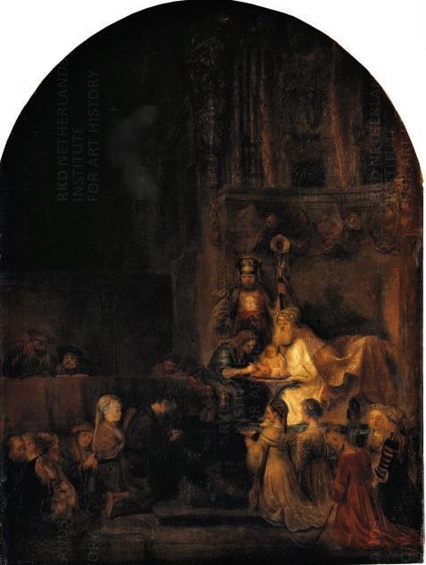 Reproduction du tableau « Circoncision, copie d'une partie de la série Passion pour Frederik Hendrik - Rembrandt » par Alpha Reproduction en peinture à l’huile