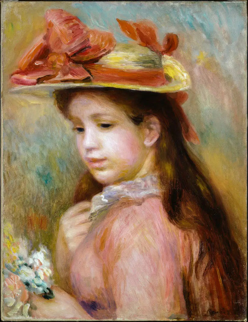 Young Girl with a Hat - Pierre-Auguste Renoir
