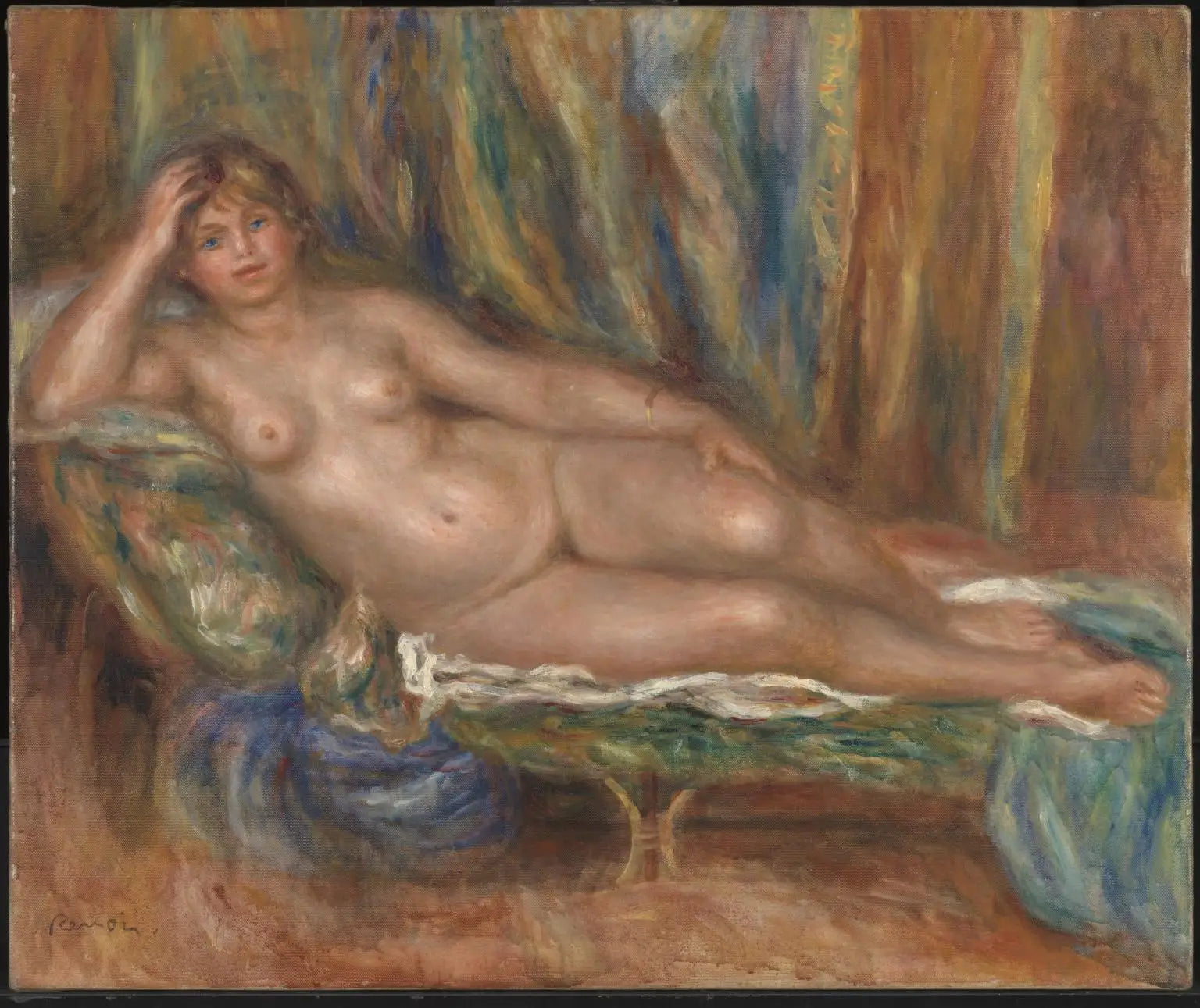 Reproduction du tableau « Femme nue sur un canapé - Pierre-Auguste Renoir » par Alpha Reproduction en peinture à l’huile