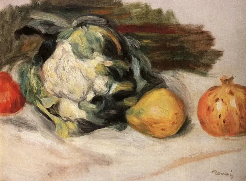 Cauliflower and Pomegranates. - Pierre-Auguste Renoir