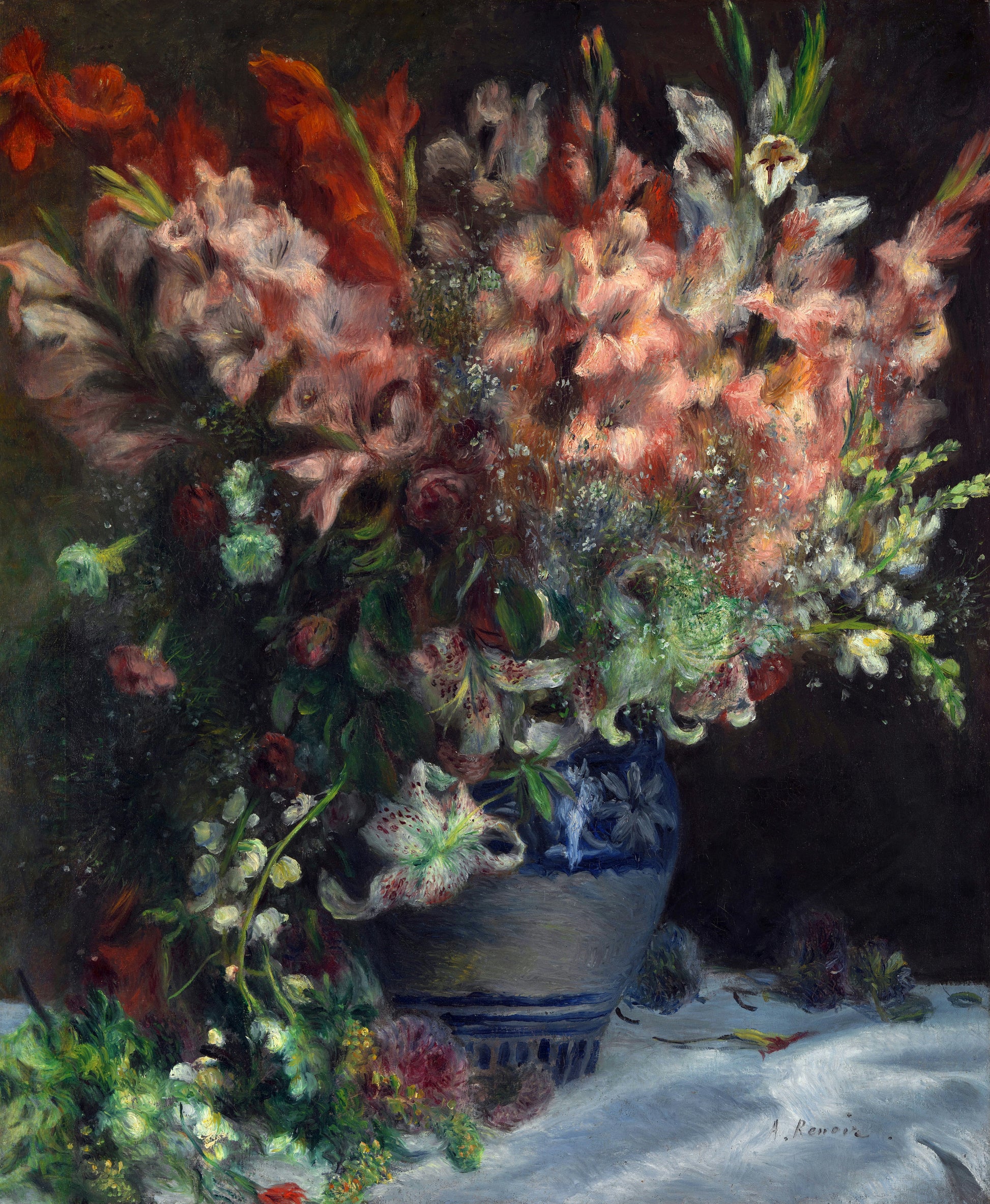Reproduction du tableau « Glaïeuls dans un vase - Pierre-Auguste Renoir » par Alpha Reproduction en peinture à l’huile