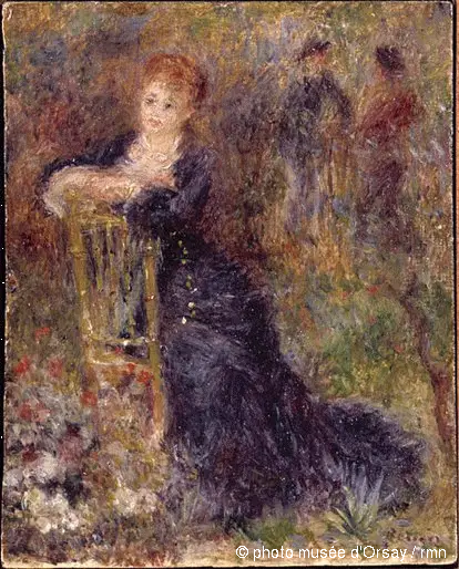 Young Woman Sitting in a Garden - Pierre-Auguste Renoir