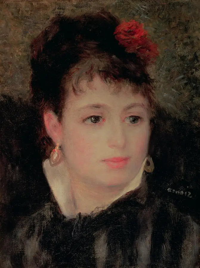 Woman with a Rose in Her Hair - Pierre-Auguste Renoir