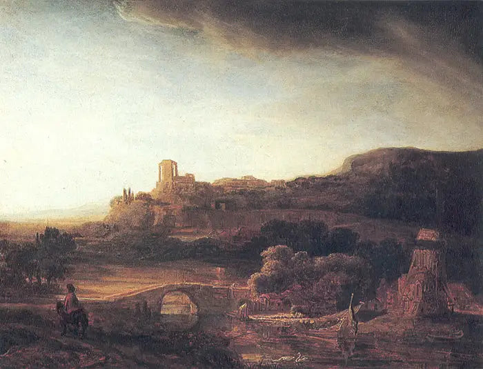Landscape with Ruins and Windmill - Rembrandt