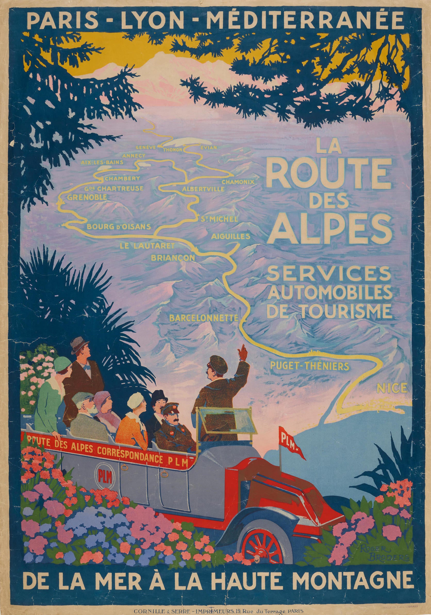 La Route des Alpes, Roger Broders, vers 1920 — reproduction peinte à la main