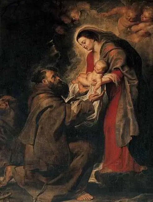 Saint François receiving the Child Christ - Peter Paul Rubens