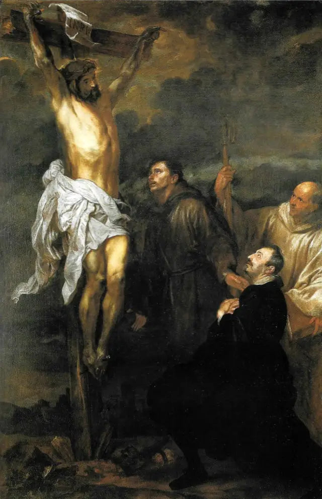 The Crucified Christ adored by Francesco Orero, Saint Francis and Bernard - Antoine van Dyck