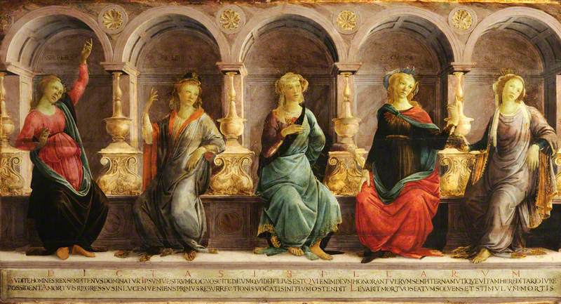 Five Sibyls Sitting in Niches: the Babylonian, the Libyan, the Delphic, the Cimmerian, and the Erythraean - Sandro Botticelli