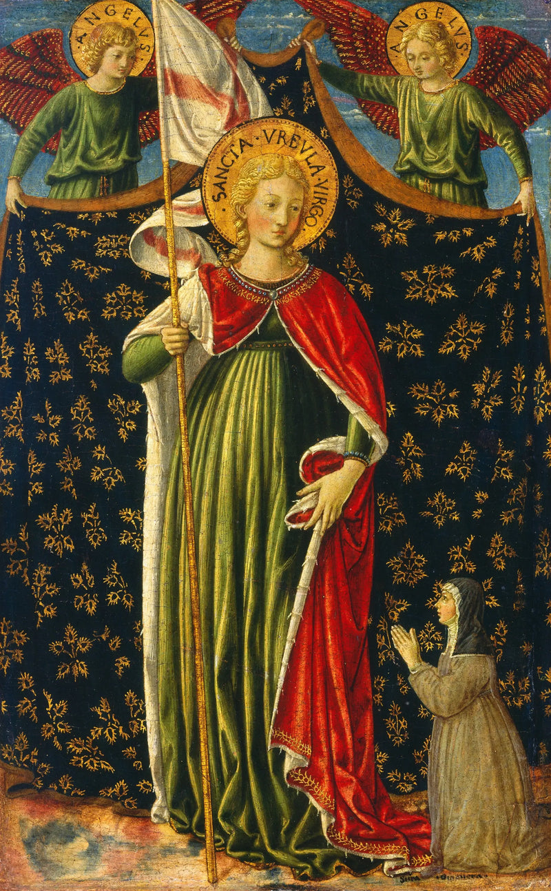 Sainte Ursule with two angels and a donor - Benozzo Gozzoli