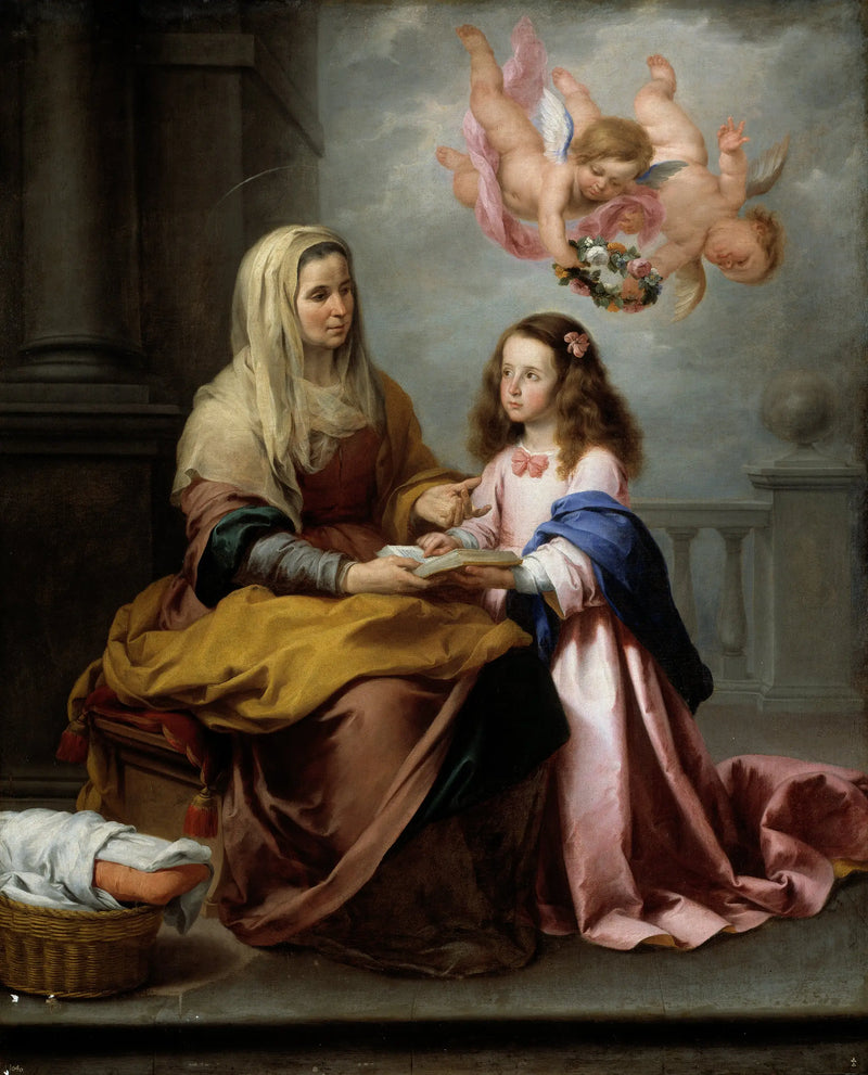 Sainte Anne teaches reading to Mary - Bartolomé Esteban Murillo