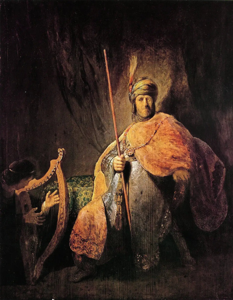David Playing the Harp Before Saul - Rembrandt