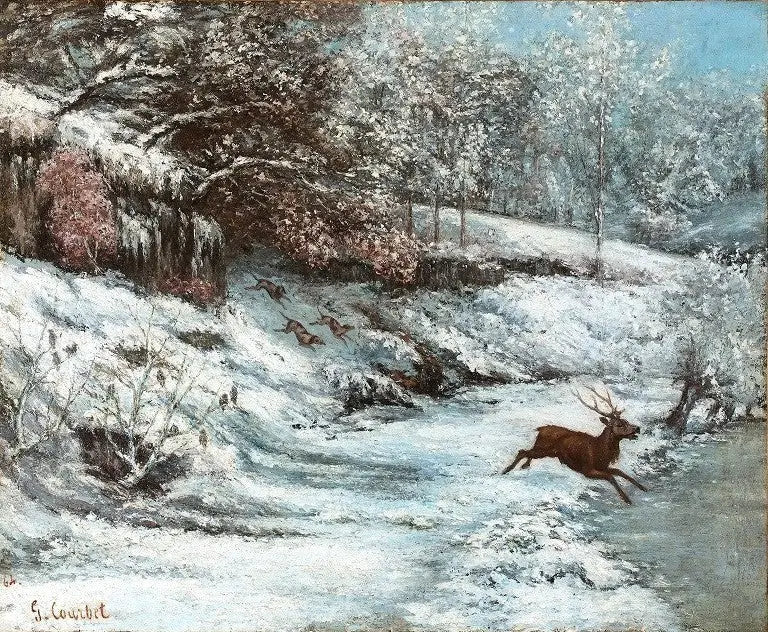 Hunting Scene in the Snow - Gustave Courbet
