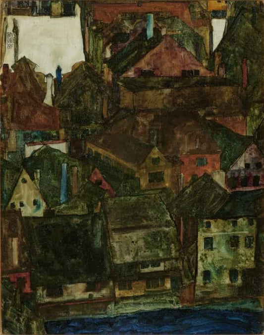 Reproduction du tableau « Ville morte - Egon Schiele » par Alpha Reproduction en peinture à l’huile