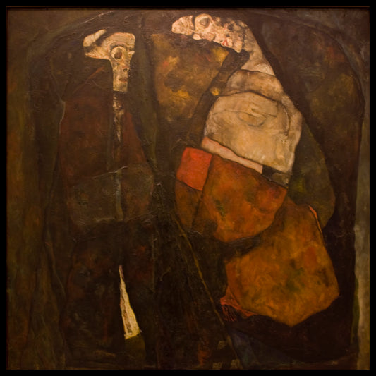 Reproduction du tableau « Mort et Jeune fille - Egon Schiele » par Alpha Reproduction en peinture à l’huile