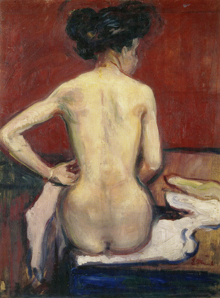 Reproduction du tableau « Nu assis avec sa tête tournée - Edvard Munch » par Alpha Reproduction en peinture à l’huile