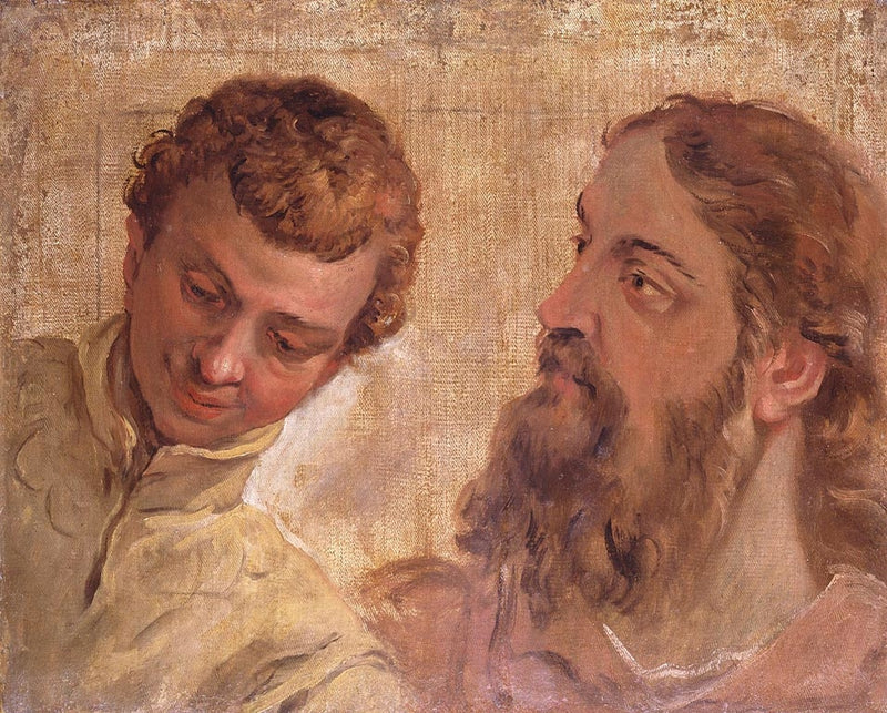 Heads of a Boy and a Bearded Man (an Apostle) - Sebastiano Ricci
