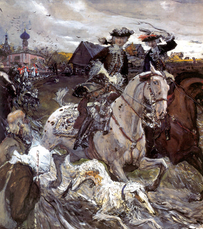 Peter II and Princess Elizabeth Petrovna hunting with hounds - Valentin Serov