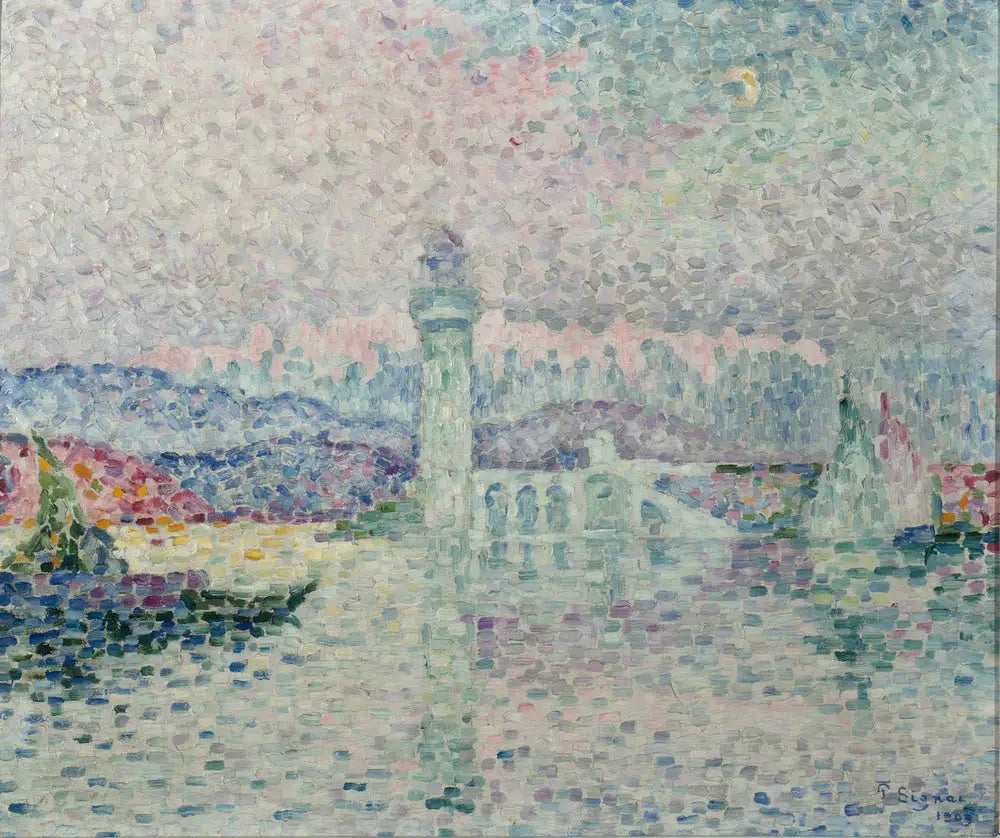 Reproduction du tableau « Le phare d'Antibes - Paul Signac » par Alpha Reproduction en peinture à l’huile