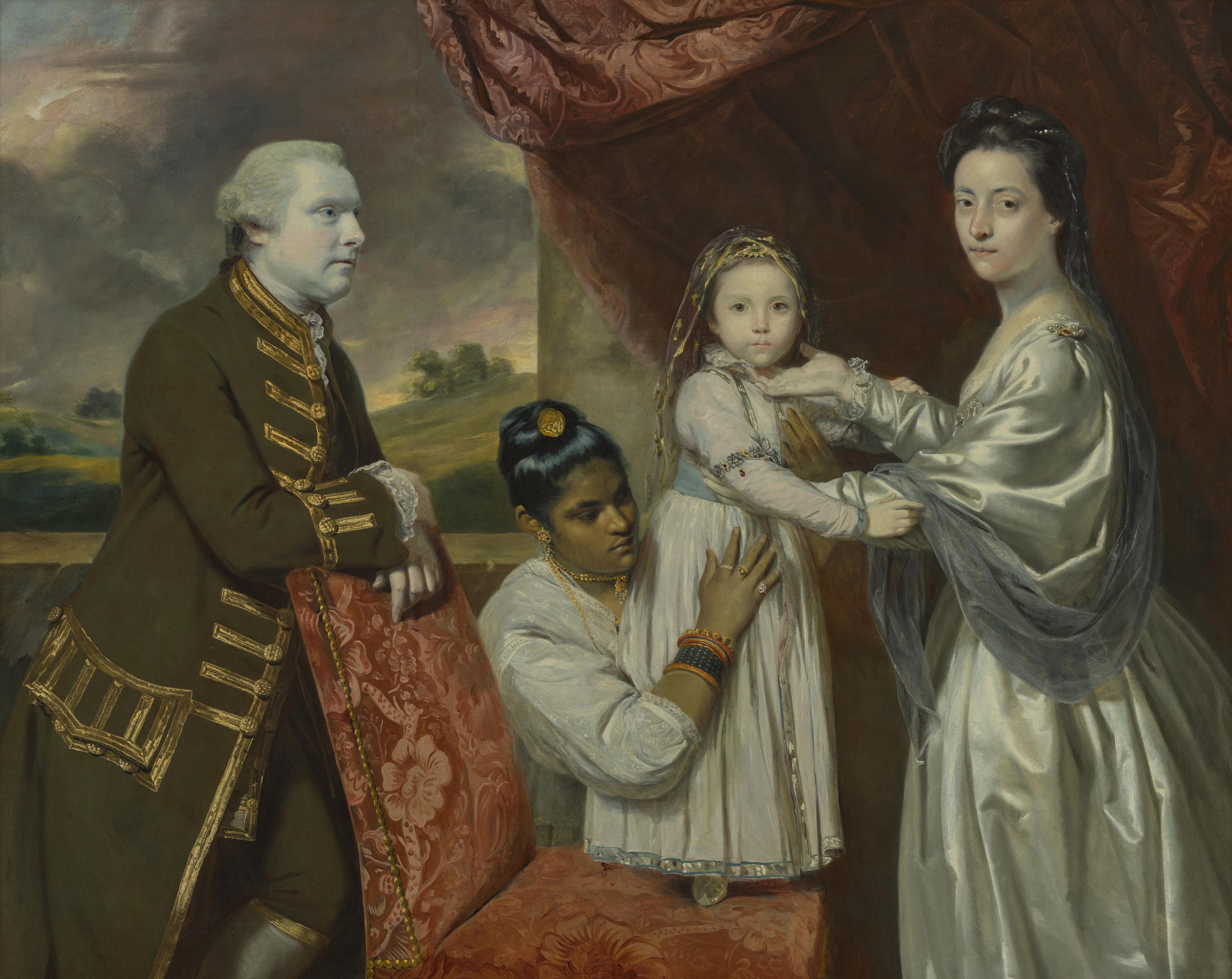 Tysoe Saul Hancock, sa femme Philadelphia, leur fille Elizabeth et leur servante indienne Clarinda - Joshua Reynolds