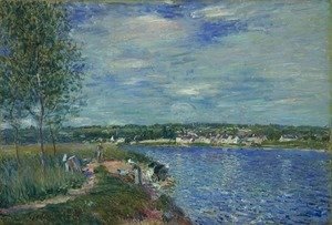 Reproduction du tableau « Laveuses, près de Champagne - Alfred Sisley » par Alpha Reproduction en peinture à l’huile