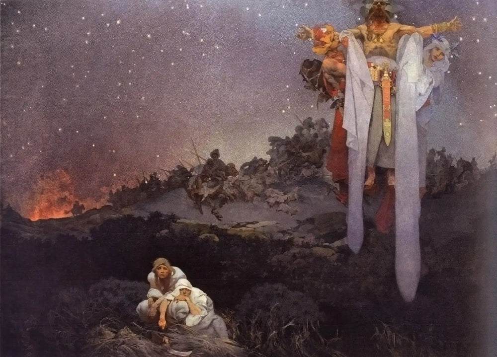 Les Esclaves dans leur site préhistorique - Alphonse Mucha - Alpha Reproduction