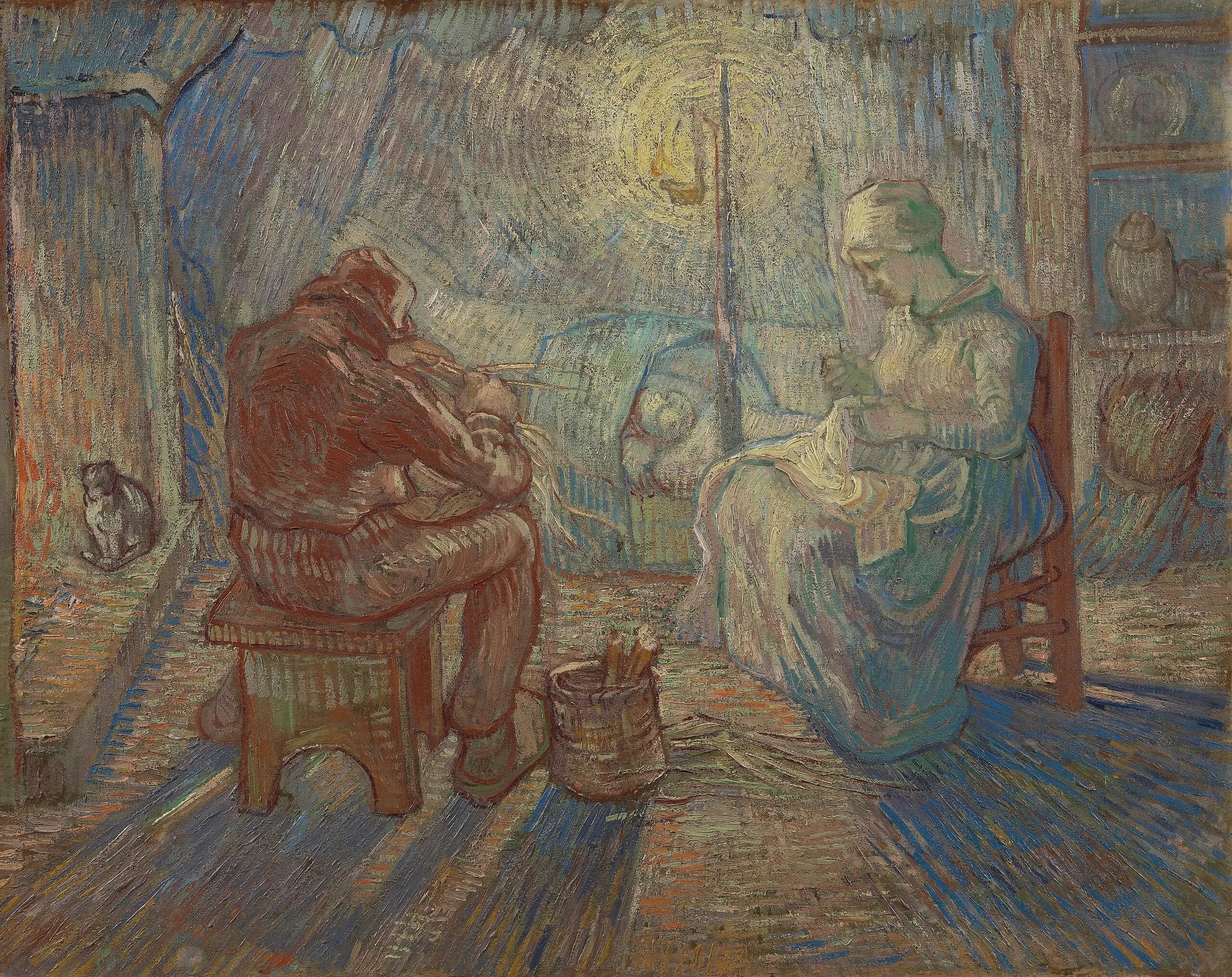 Reproduction du tableau « Soir (après Millet) - Vincent van Gogh » par Alpha Reproduction en peinture à l’huile