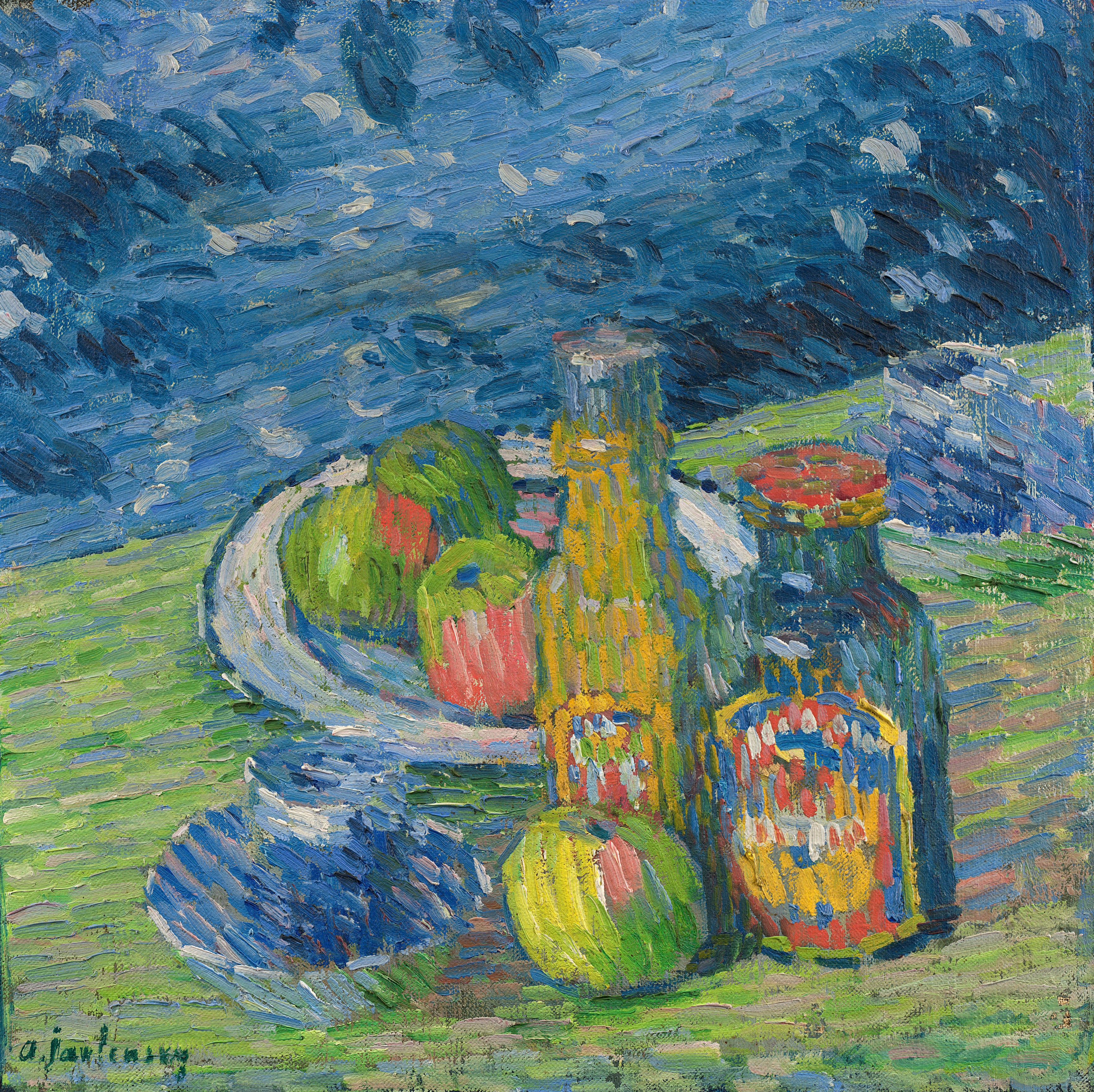 Nature morte aux bouteilles et aux fruits - Alexej von Jawlensky