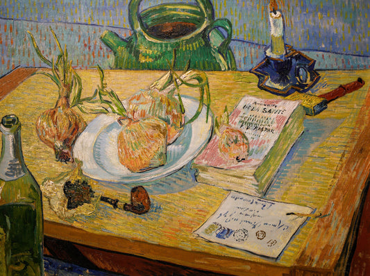 🕯️ Still life with plate of onions Vincent van Gogh (1889)