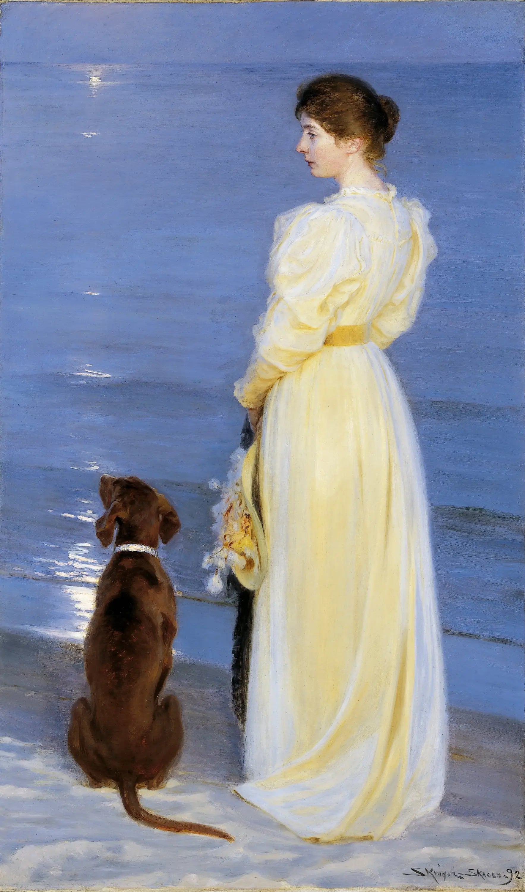 Soirée d’été à Skagen – La femme de l’artiste avec son chien - Peder Severin Krøyer - Alpha Reproduction