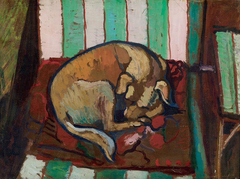 Chien endormi sur un coussin - Suzanne Valadon