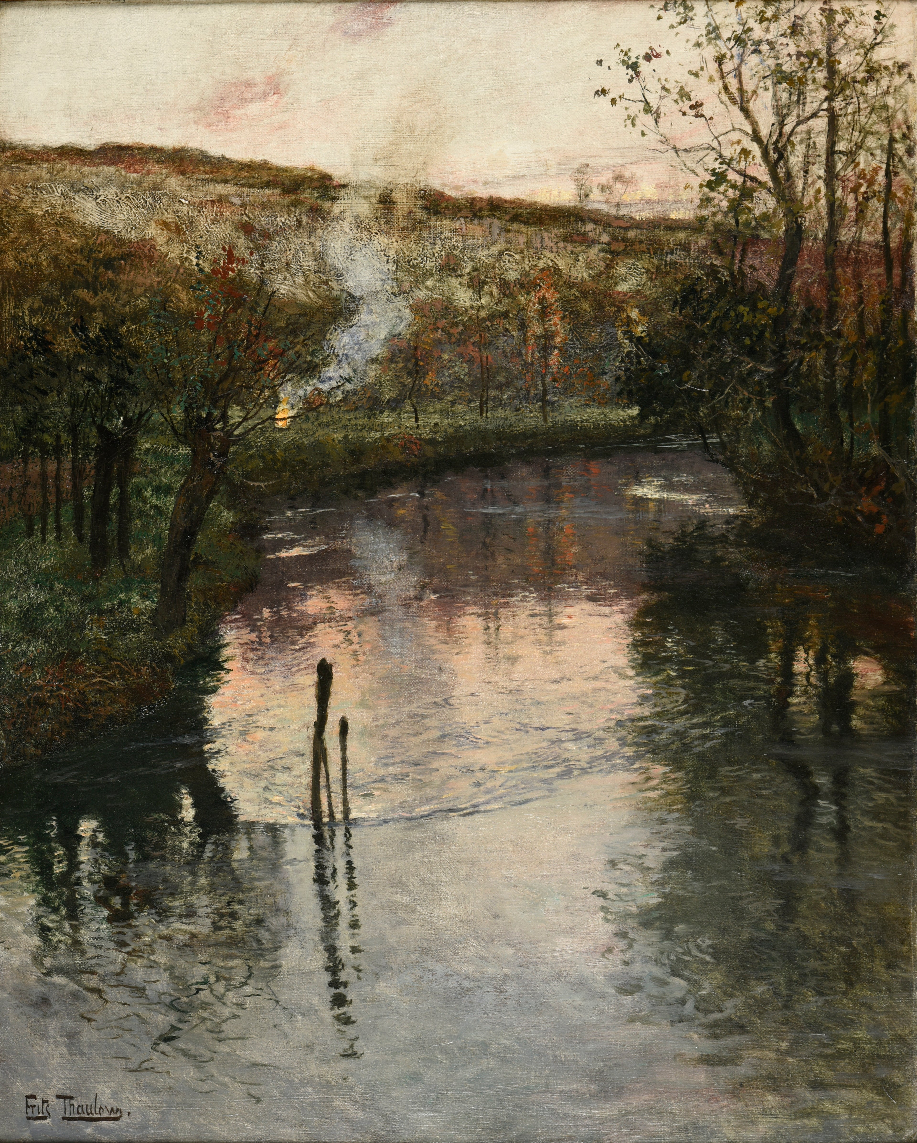 Sunset over the Arques at Péquigny - Frits Thaulow