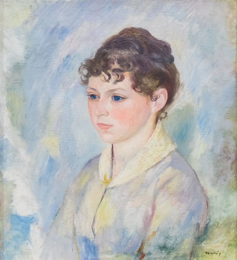Head of a Young Girl on Light Blue Background - Pierre-Auguste Renoir