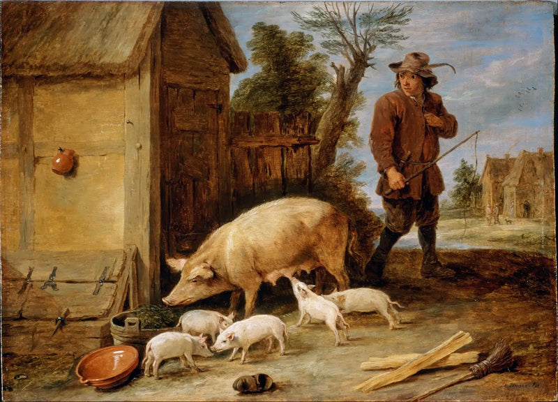 A sow and her litter - David Teniers the Younger