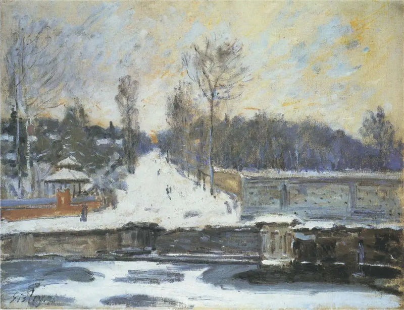 The Watering Place at Marly, in Winter - Alfred Sisley