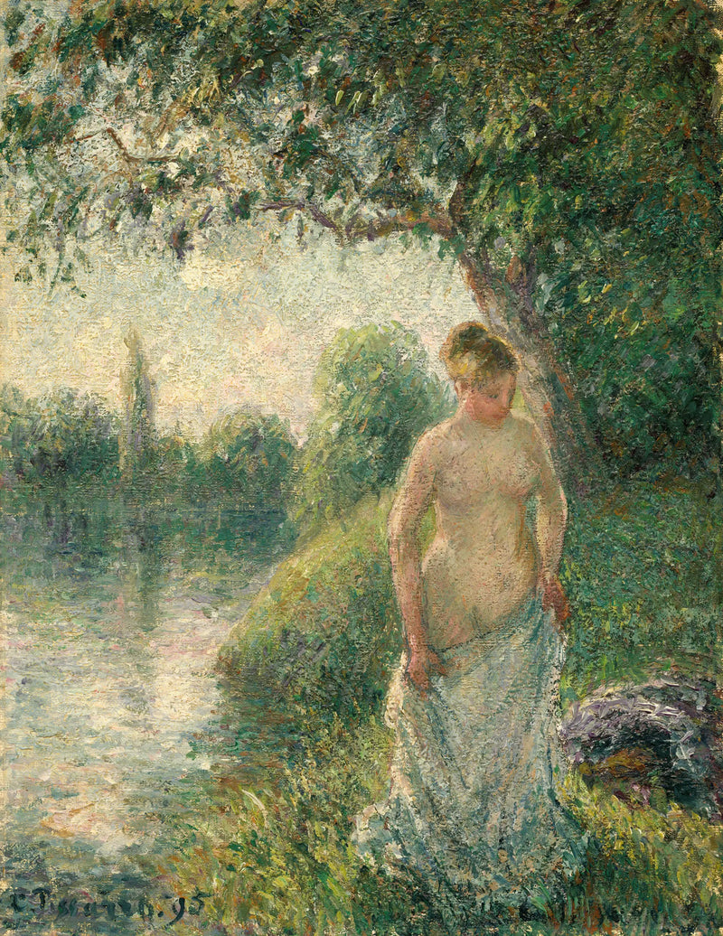 Young Naked Peasant Woman Standing - Camille Pissarro