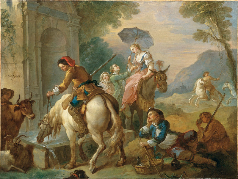 Le repos près d'une fontaine - Charles-Joseph Natoire
