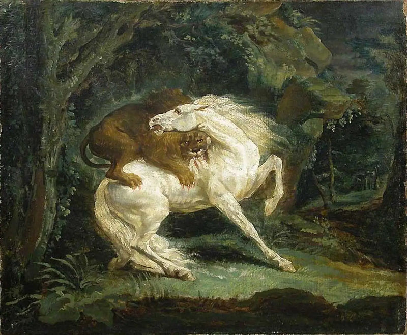 Horse Attacked by a Lion - Théodore Géricault