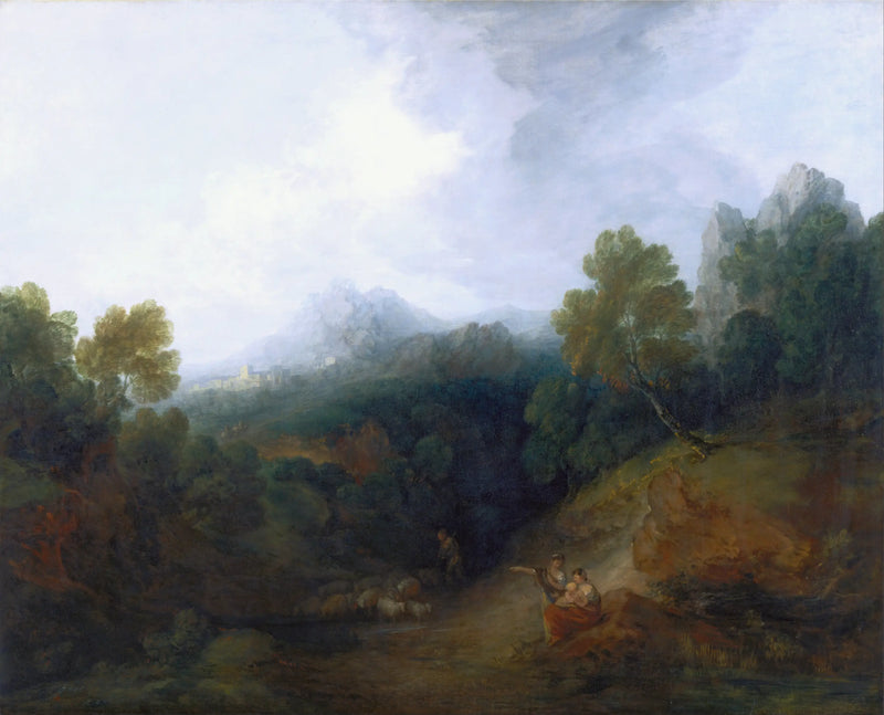 Mountain Valley with Figures and a Distant Village - Thomas Gainsborough
