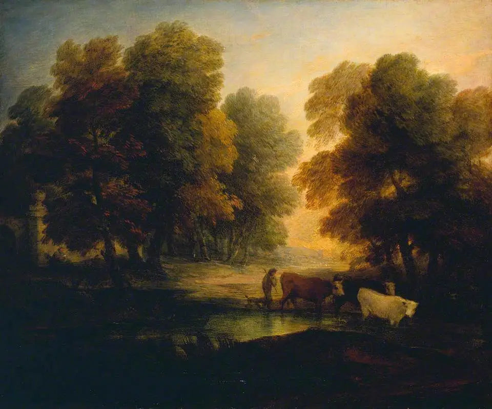 Garçon conduisant des vaches près d’une piscine - Thomas Gainsborough - Alpha Reproduction