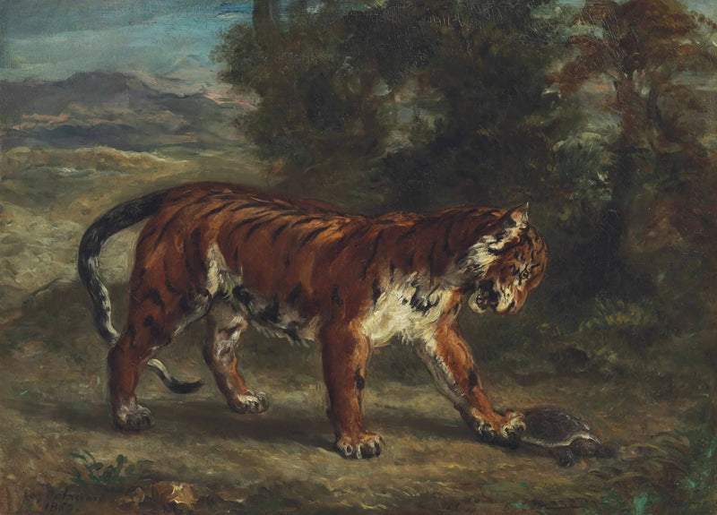 Tiger Playing with a Turtle - Eugène Delacroix