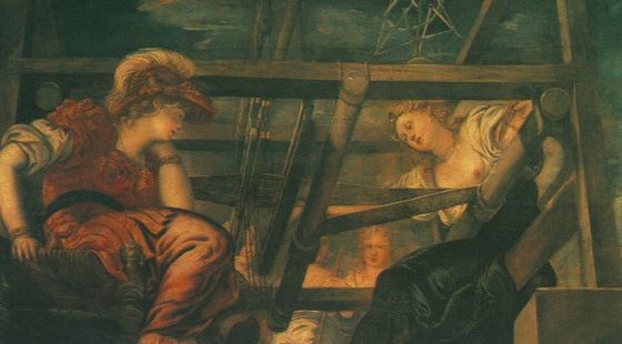 Arachné challenges Minerva in a weaving contest - Jacopo Tintoretto